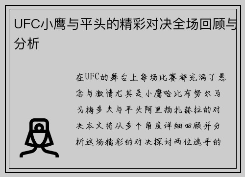 UFC小鹰与平头的精彩对决全场回顾与分析
